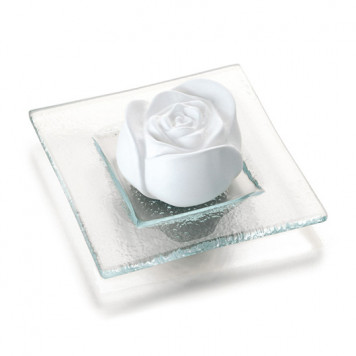 Duftstein "Rosenblüte", Glasteller transparent